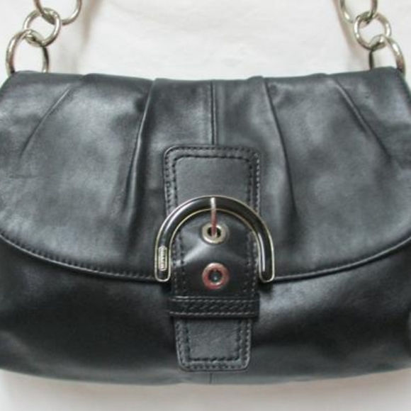 CLASSIC BLACK LEATHER SMALL COACH BAG Style F17217 - Picture 9 of 10